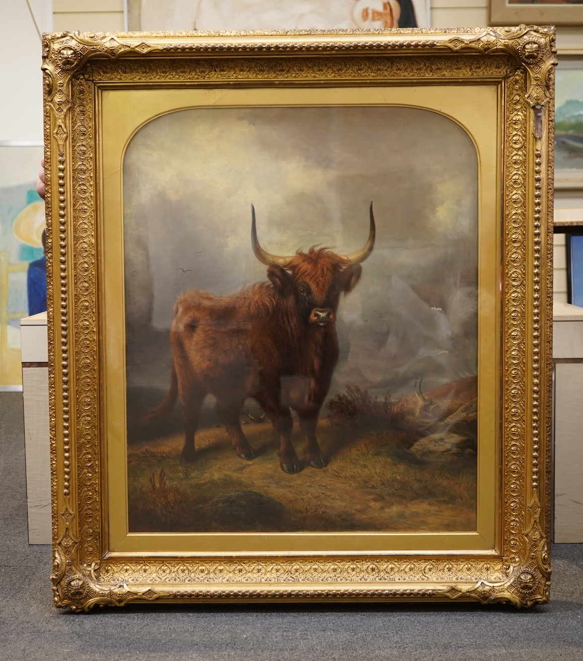 Aster R. C. Corbould, (c.1812-c.1882), A Highland Cow in a landscape